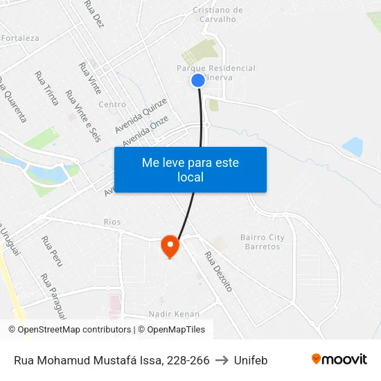 Rua Mohamud Mustafá Issa, 228-266 to Unifeb map