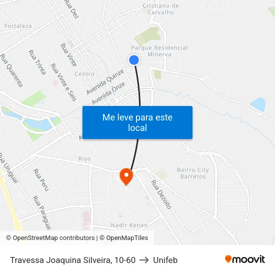 Travessa Joaquina Silveira, 10-60 to Unifeb map
