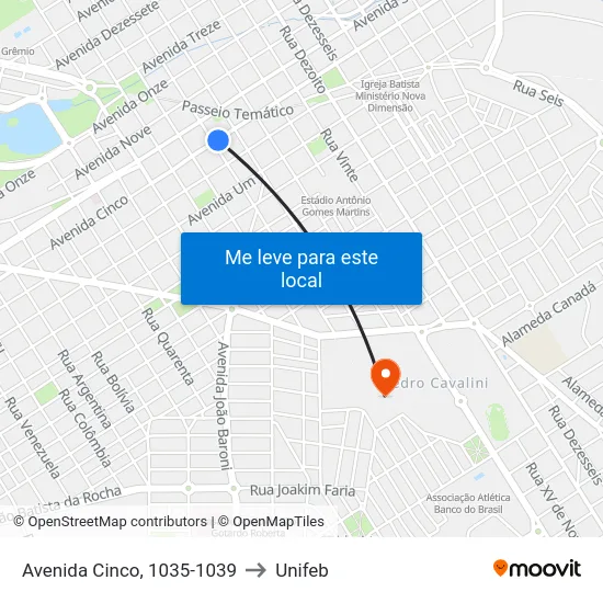 Avenida Cinco, 1035-1039 to Unifeb map