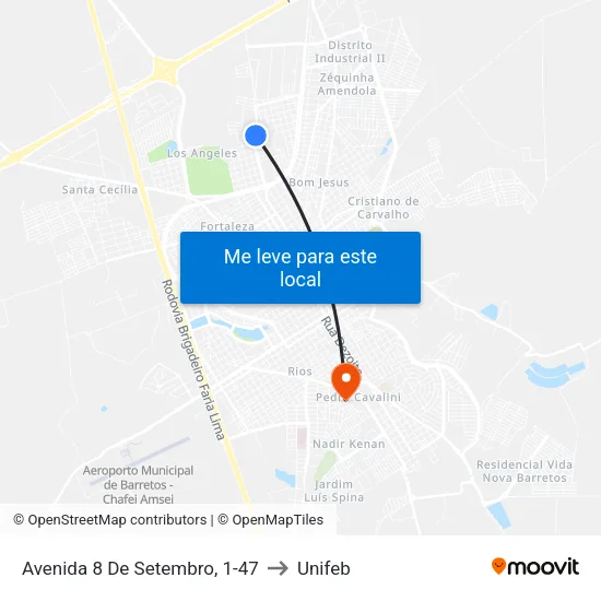 Avenida 8 De Setembro, 1-47 to Unifeb map