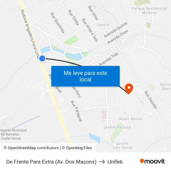 De Frente Para Extra (Av. Dos Maçons) to Unifeb map