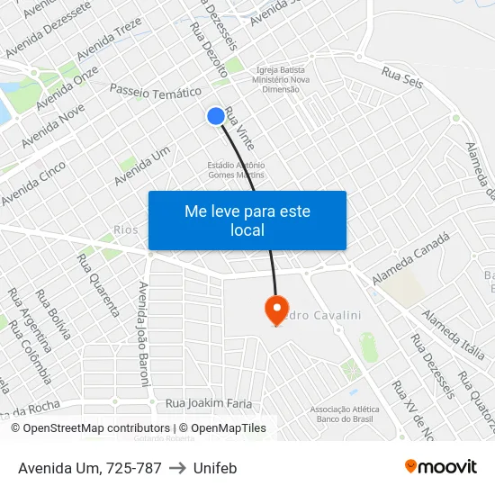 Avenida Um, 725-787 to Unifeb map