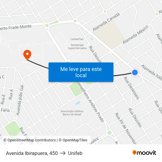 Avenida Ibirapuera, 450 to Unifeb map