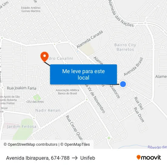 Avenida Ibirapuera, 674-788 to Unifeb map