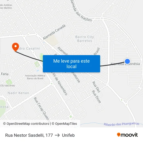 Rua Nestor Sasdelli, 177 to Unifeb map