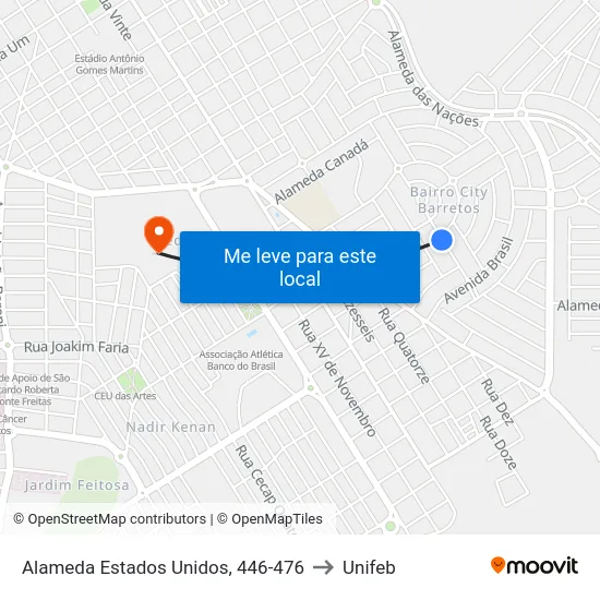 Alameda Estados Unidos, 446-476 to Unifeb map