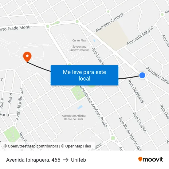 Avenida Ibirapuera, 465 to Unifeb map