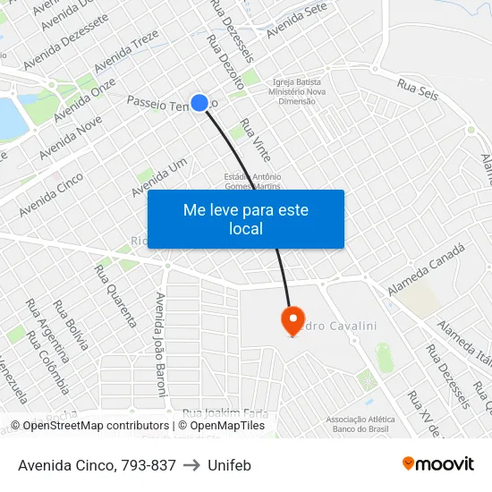 Avenida Cinco, 793-837 to Unifeb map