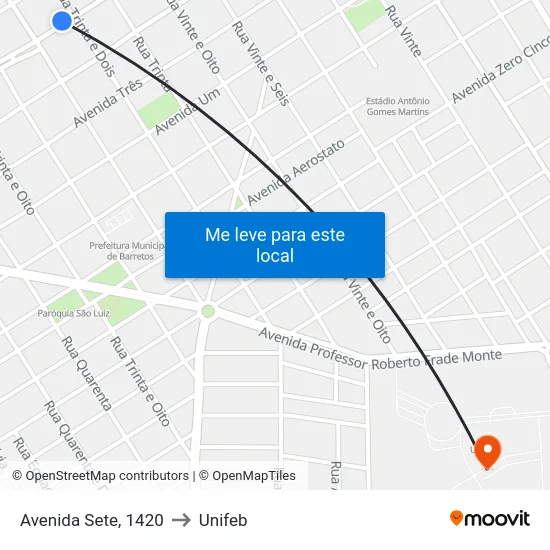 Avenida Sete, 1420 to Unifeb map