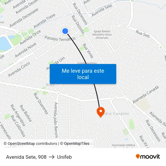 Avenida Sete, 908 to Unifeb map
