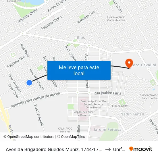 Avenida Brigadeiro Guedes Muniz, 1744-1790 to Unifeb map