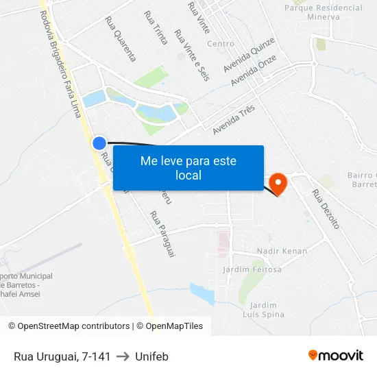 Rua Uruguai, 7-141 to Unifeb map