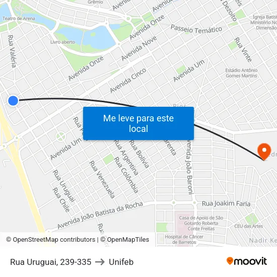 Rua Uruguai, 239-335 to Unifeb map