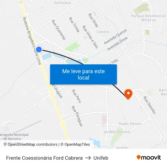 Frente Coessionária Ford Cabrera to Unifeb map