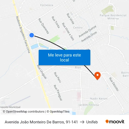 Avenida João Monteiro De Barros, 91-141 to Unifeb map