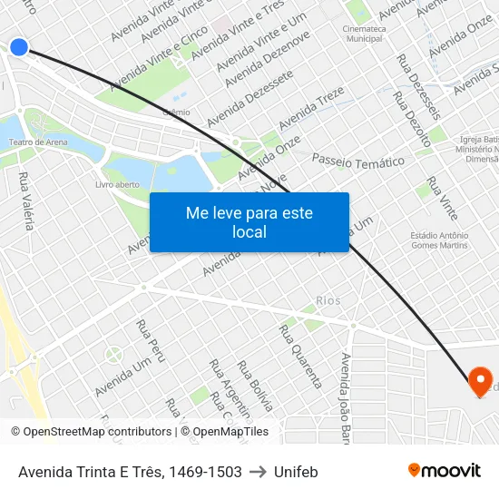 Avenida Trinta E Três, 1469-1503 to Unifeb map