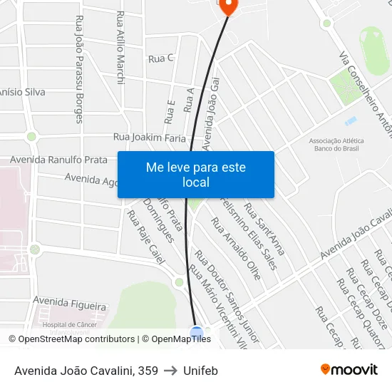 Avenida João Cavalini, 359 to Unifeb map