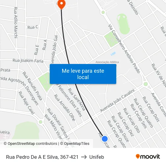 Rua Pedro De A E Silva, 367-421 to Unifeb map