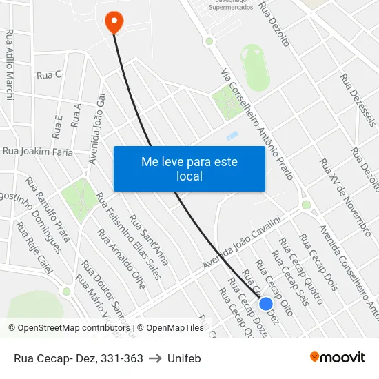 Rua Cecap- Dez, 331-363 to Unifeb map
