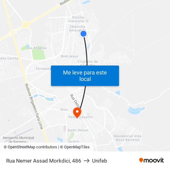Rua Nemer Assad Morkdici, 486 to Unifeb map