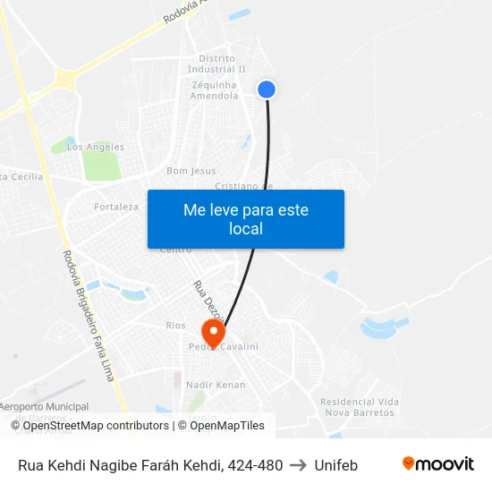 Rua Kehdi Nagibe Faráh Kehdi, 424-480 to Unifeb map