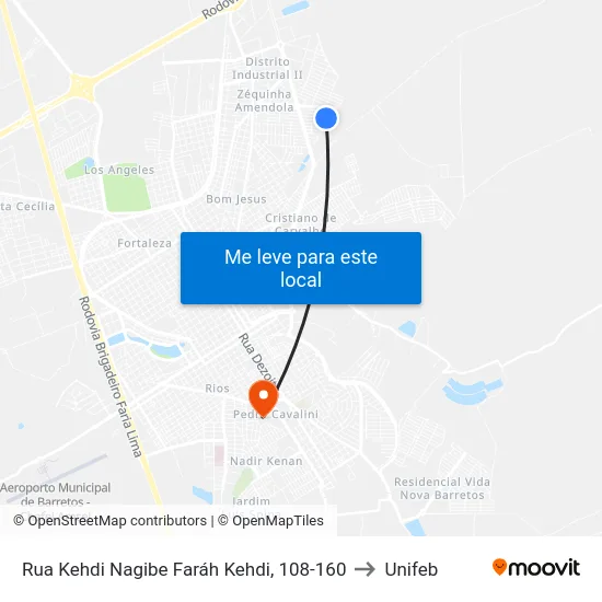 Rua Kehdi Nagibe Faráh Kehdi, 108-160 to Unifeb map