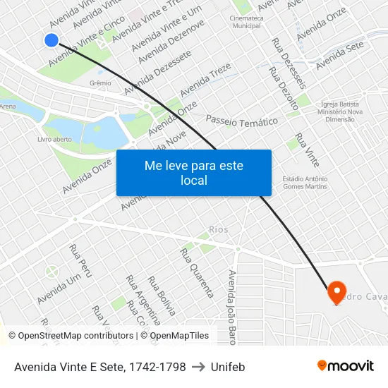 Avenida Vinte E Sete, 1742-1798 to Unifeb map