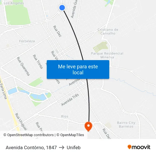 Avenida Contôrno, 1847 to Unifeb map