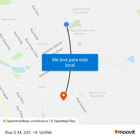 Rua G M, 333 to Unifeb map
