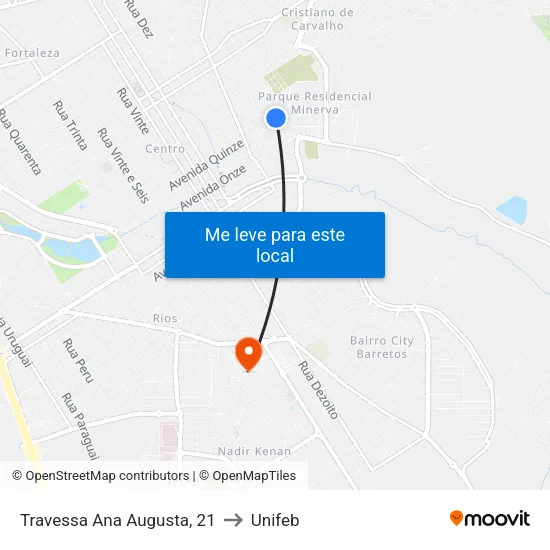 Travessa Ana Augusta, 21 to Unifeb map