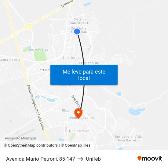 Avenida Mario Petroni, 85-147 to Unifeb map