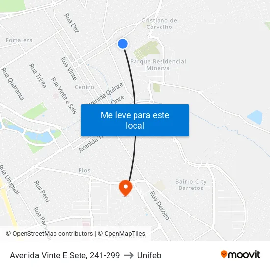 Avenida Vinte E Sete, 241-299 to Unifeb map