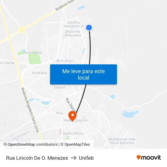 Rua Lincoln De O. Menezes to Unifeb map