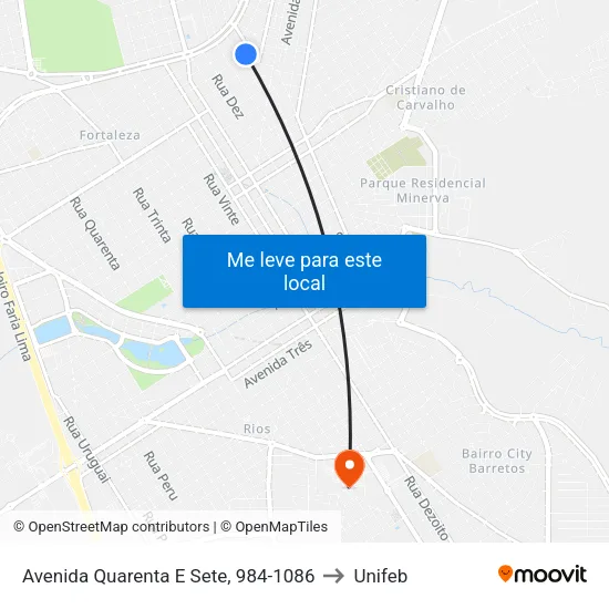 Avenida Quarenta E Sete, 984-1086 to Unifeb map