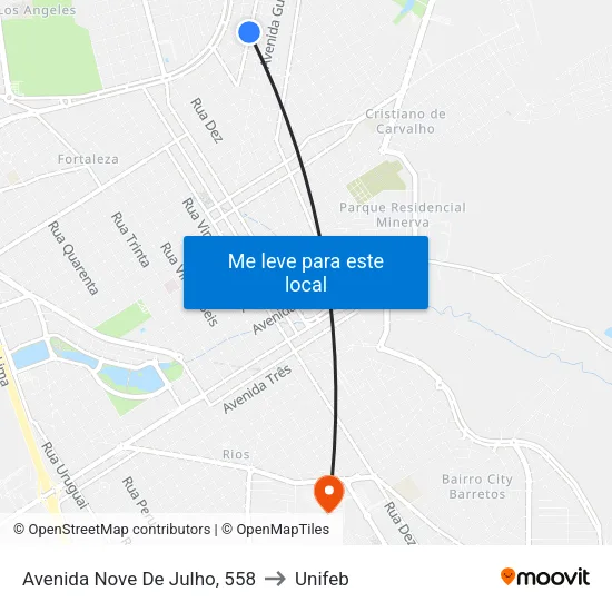 Avenida Nove De Julho, 558 to Unifeb map