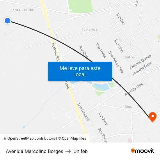 Avenida Marcolino Borges to Unifeb map