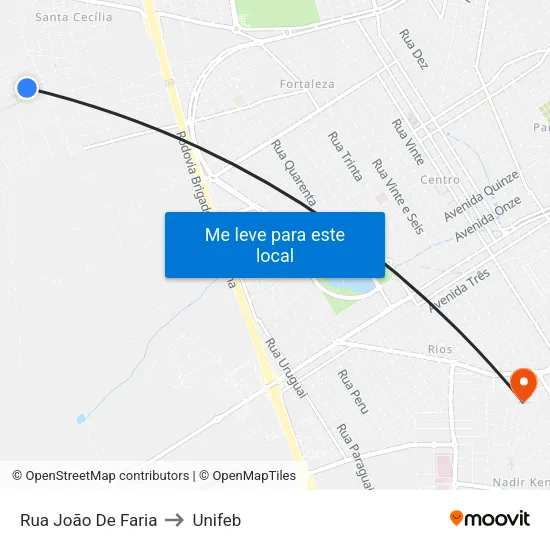 Rua João De Faria to Unifeb map