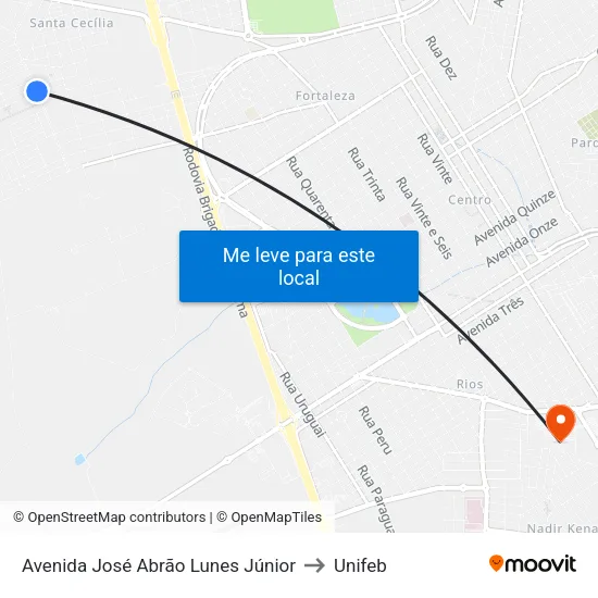 Avenida José Abrão Lunes Júnior to Unifeb map