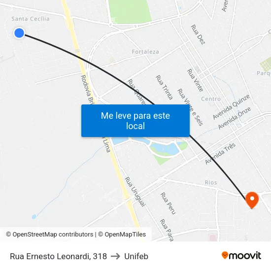 Rua Ernesto Leonardi, 318 to Unifeb map