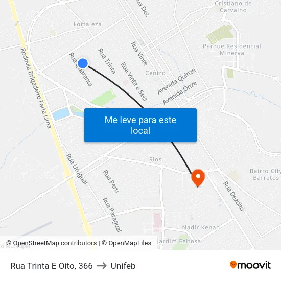 Rua Trinta E Oito, 366 to Unifeb map