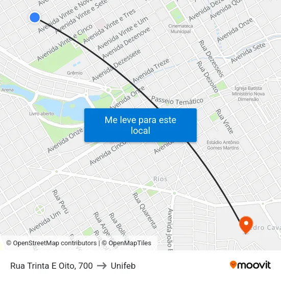 Rua Trinta E Oito, 700 to Unifeb map