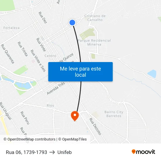 Rua 06, 1739-1793 to Unifeb map