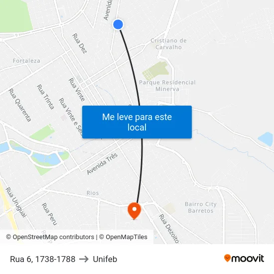 Rua 6, 1738-1788 to Unifeb map