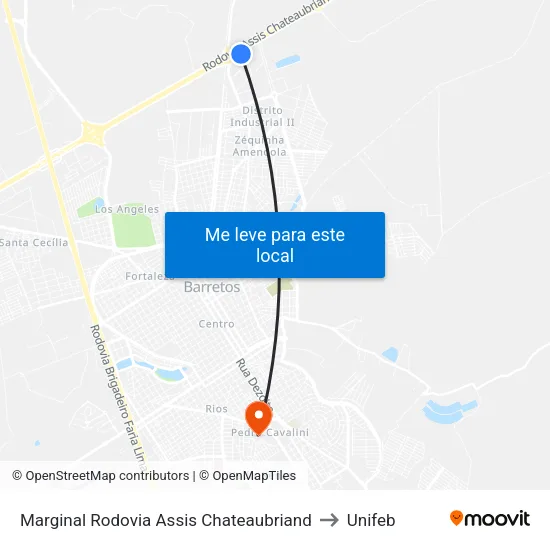 Marginal Rodovia Assis Chateaubriand to Unifeb map