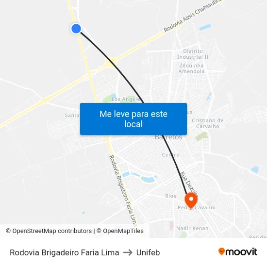 Rodovia Brigadeiro Faria Lima to Unifeb map