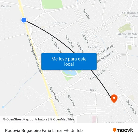 Rodovia Brigadeiro Faria Lima to Unifeb map