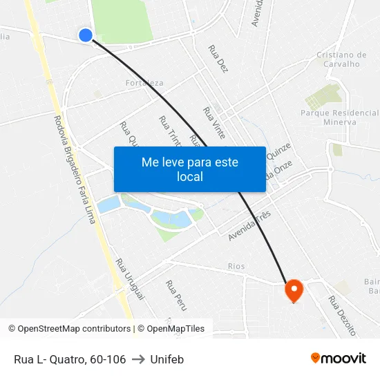 Rua L- Quatro, 60-106 to Unifeb map