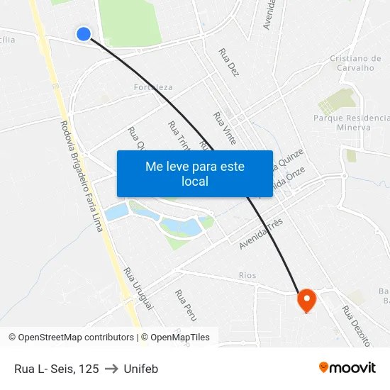 Rua L- Seis, 125 to Unifeb map