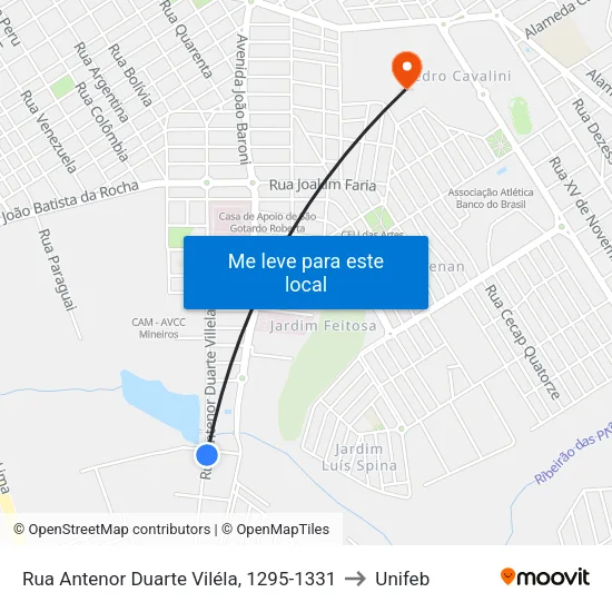 Rua Antenor Duarte Viléla, 1295-1331 to Unifeb map