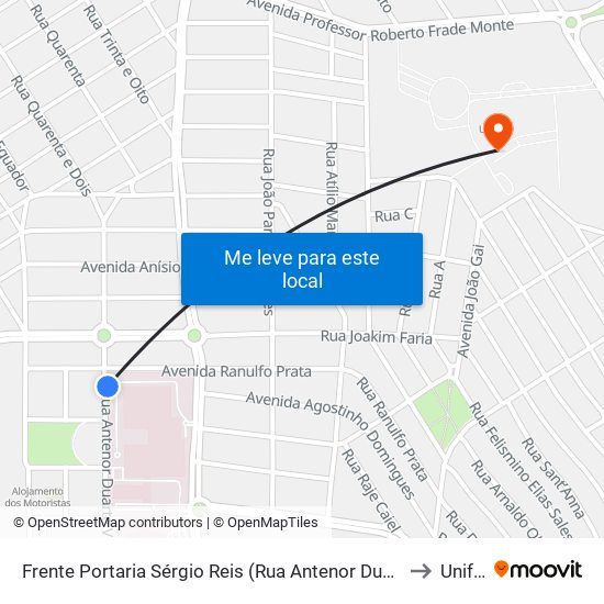 Frente Portaria Sérgio Reis (Rua Antenor Duarte Viléla) to Unifeb map